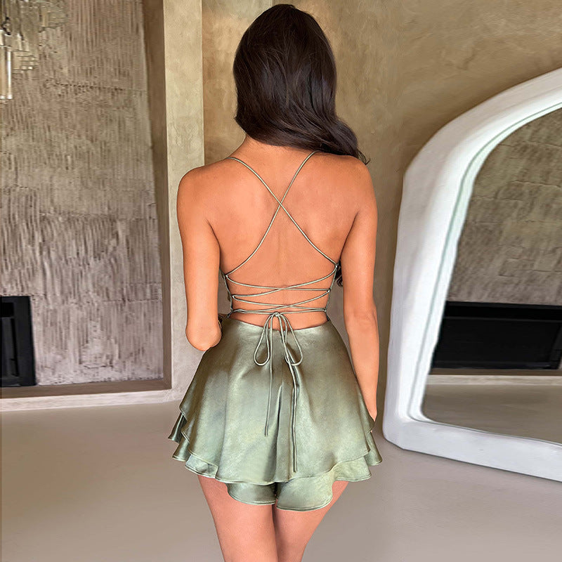 FreshDesire™ Backless Satin Dress